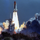 US space shuttle Challenger lifts off 28 January 1986 from a launch pad at Kennedy Space Center, 72 seconds before its explosion killing it crew of seven. Challenger was 72 seconds into its flight, traveling at nearly 2,000 mph at a height of ten miles, when it was suddenly enveloped in a red, orange and white fireball as thousands of tons of liquid hydrogen and oxygen fuel exploded.